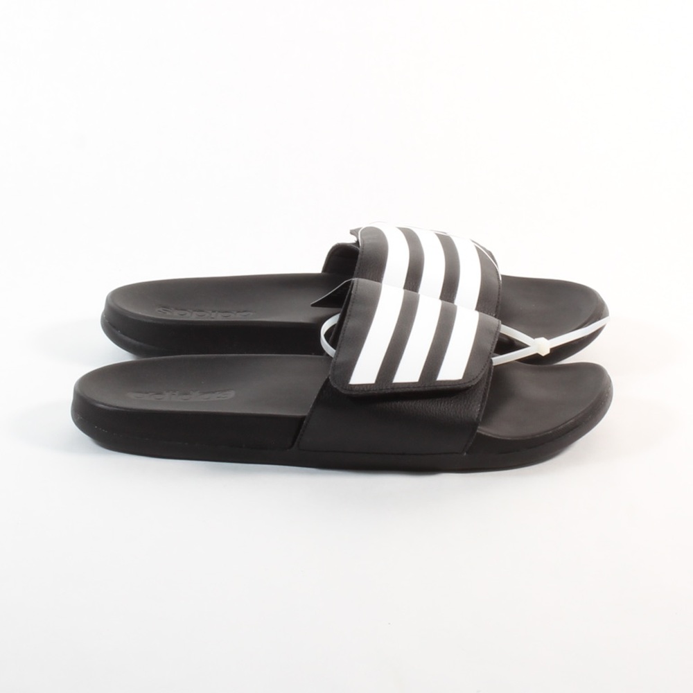 Men’s Adidas Comfort Slides Sandals Black White - Picture 7 of 8